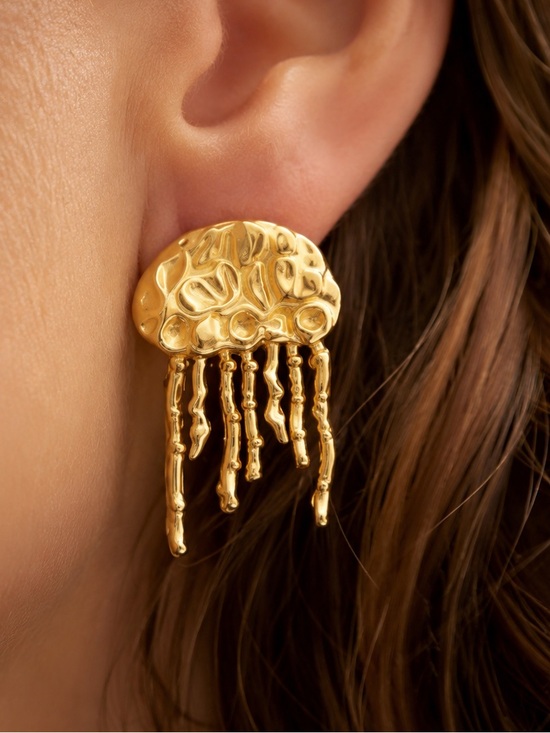 Anthropologie Jewelry - Jellyfish Statement Earrings 18k gold platedl